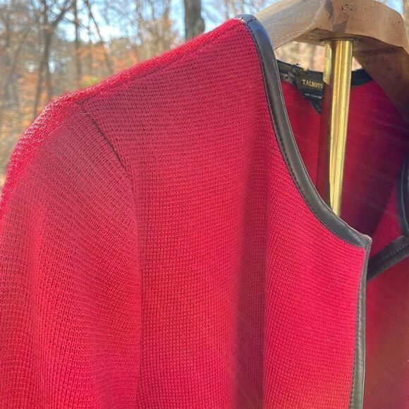 Talbots Burgundy Red Open Front Wool Cardigan Jacket - Picture 5 of 8